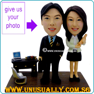Custom 3D Caricature Office Couple Figurines